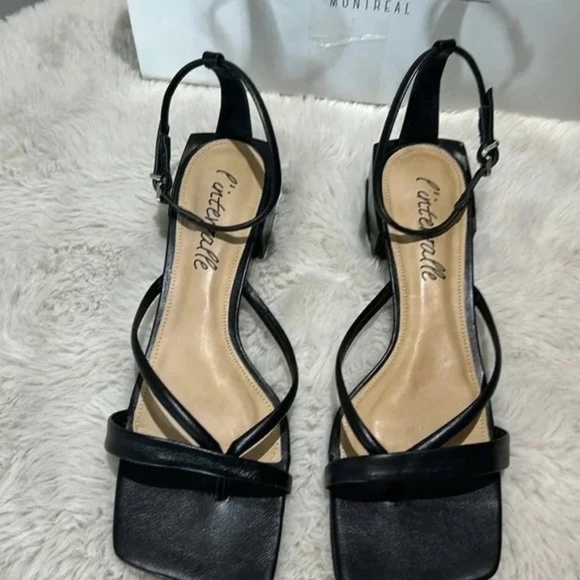 NWOT L’intervalle Black block heel square toe sandals - Picture 9 of 10